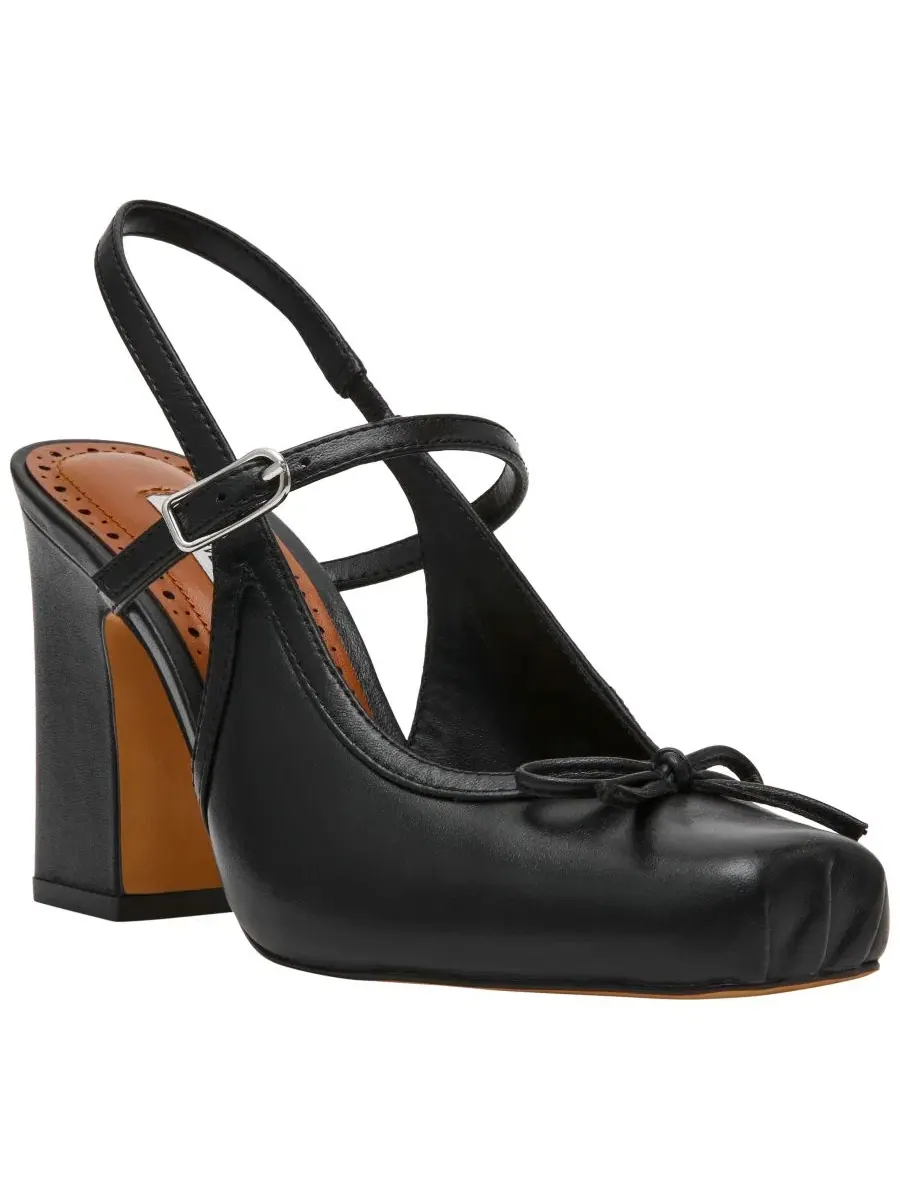Туфли-лодочки с ремешком и каблуком-столбиком Elaine Steve Madden — изображение 1 из 7, черный