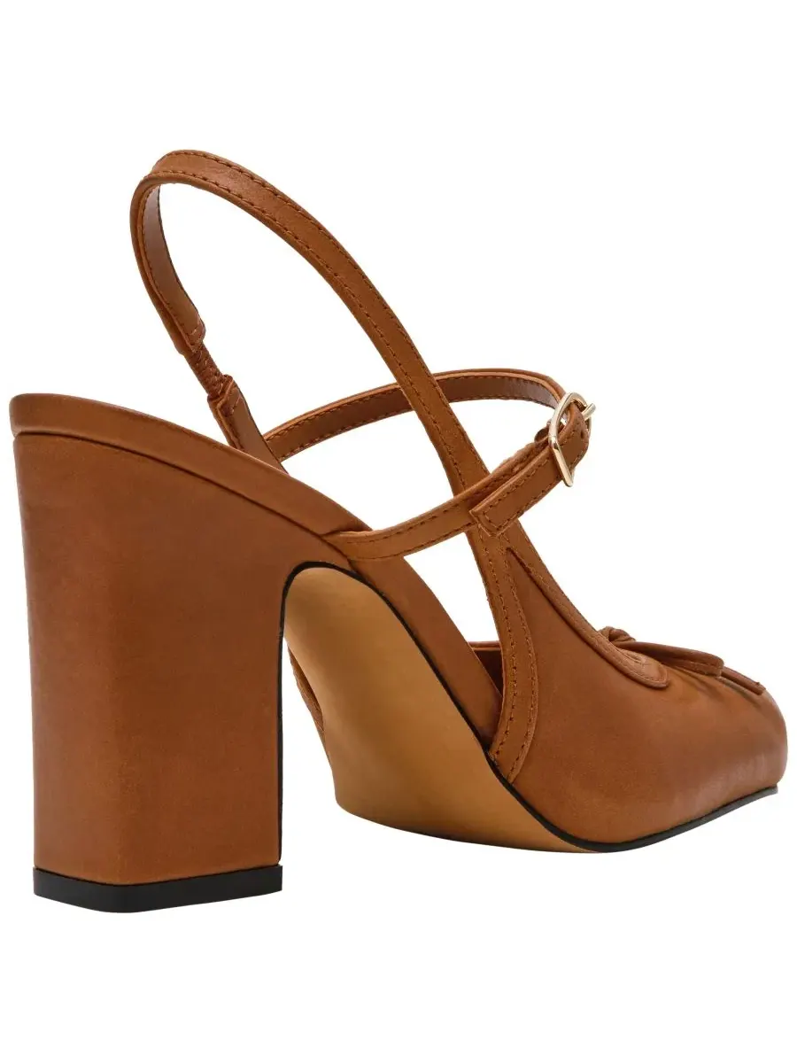 Туфли-лодочки с ремешком и каблуком-столбиком Steve Madden — изображение 6 из 7, коричневый