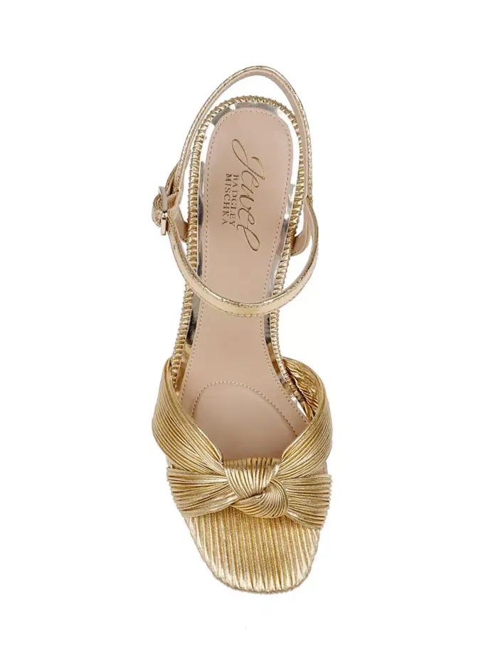 Женские вечерние босоножки Hydee Knot на шпильке Jewel Badgley Mischka — изображение 4 из 5, золотистый