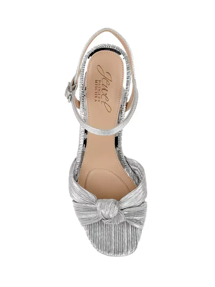 Женские вечерние босоножки Hydee Knot на шпильке Jewel Badgley Mischka — изображение 4 из 5, серебристый