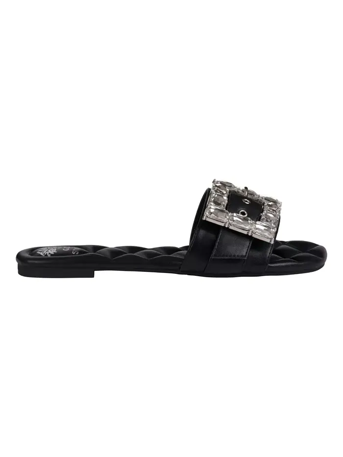 Женские плоские сандалии Bianca с пряжкой и стразами GC Shoes — изображение 2 из 5, черный