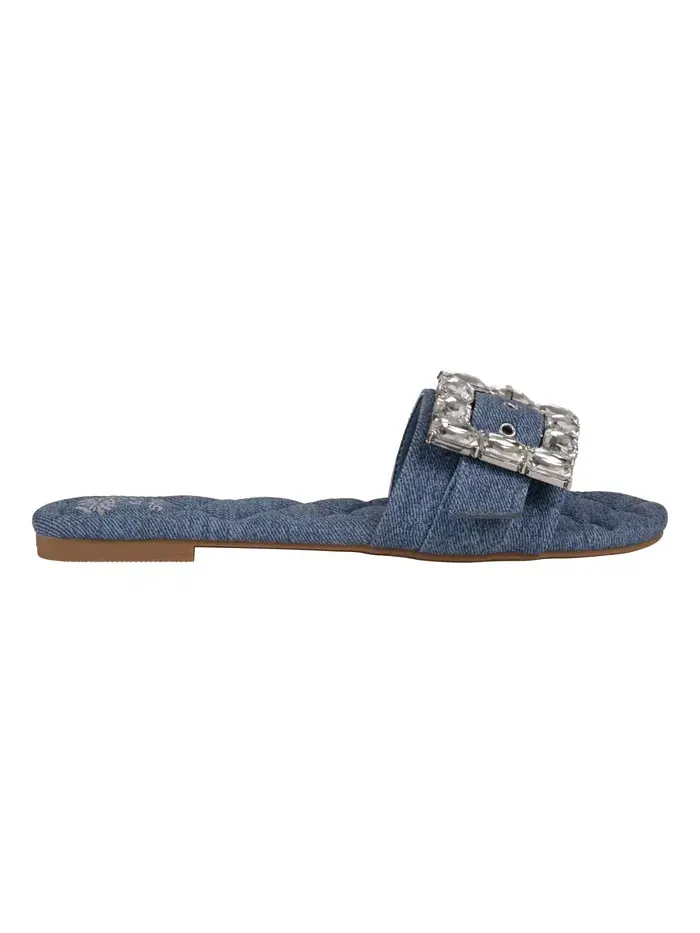 Женские плоские сандалии Bianca с пряжкой и стразами GC Shoes — изображение 2 из 5, джинсовый синий