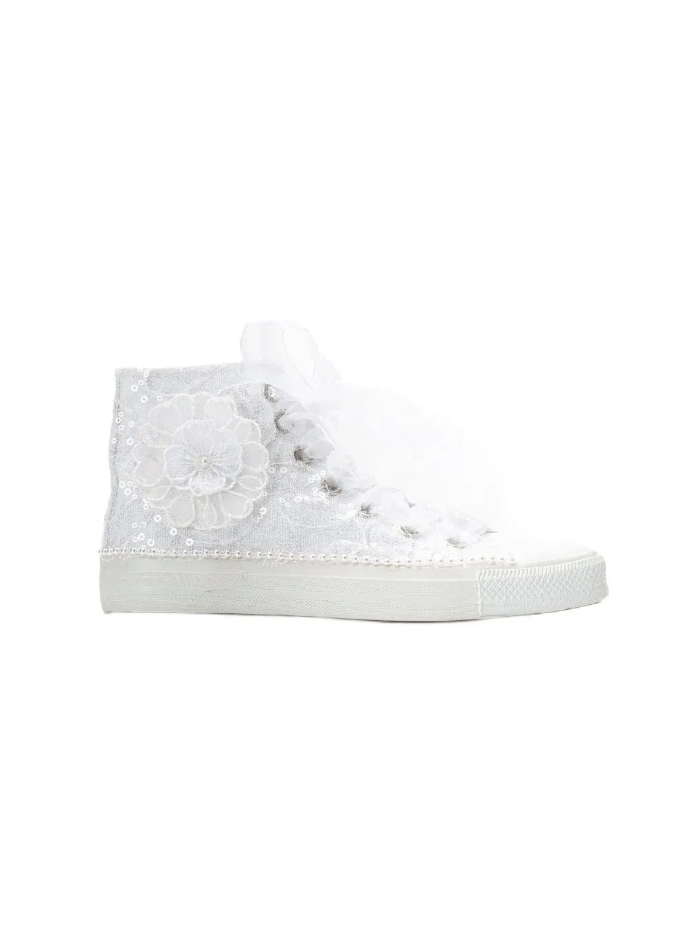 Женские свадебные высокие кроссовки Mariselle Pearl Lace Forever & Always Shoes — изображение 2 из 4, белый