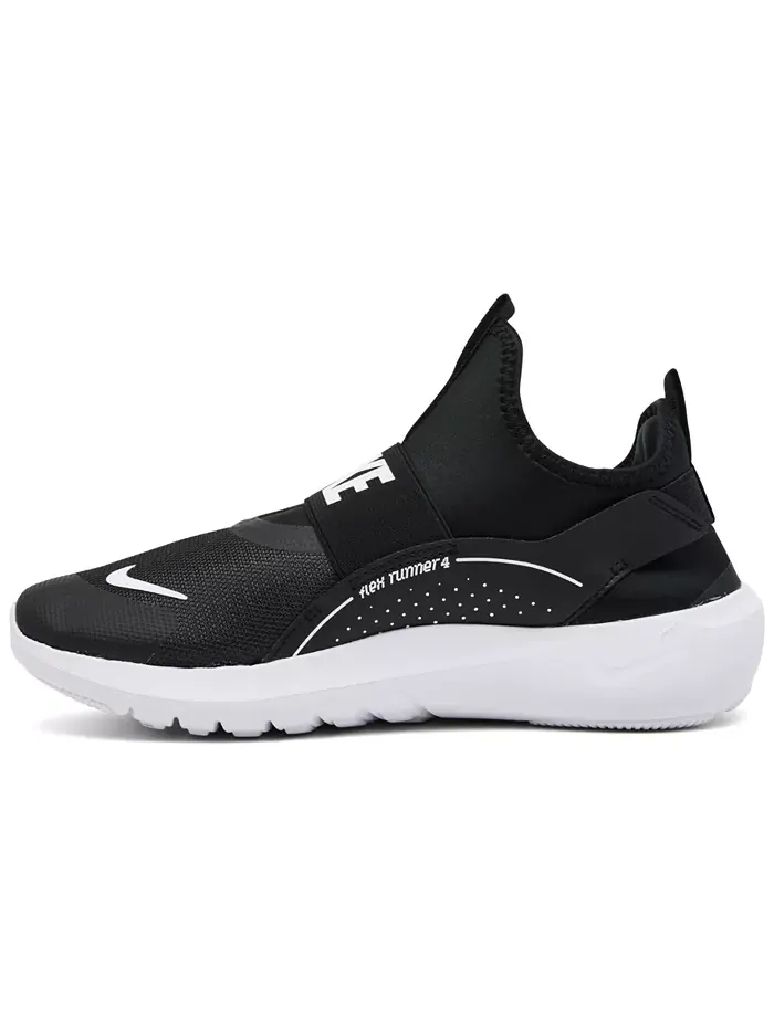 Большие детские кроссовки Flex Runner 4 Slip-On для бега от Finish Line Nike — изображение 3 из 6, черный
