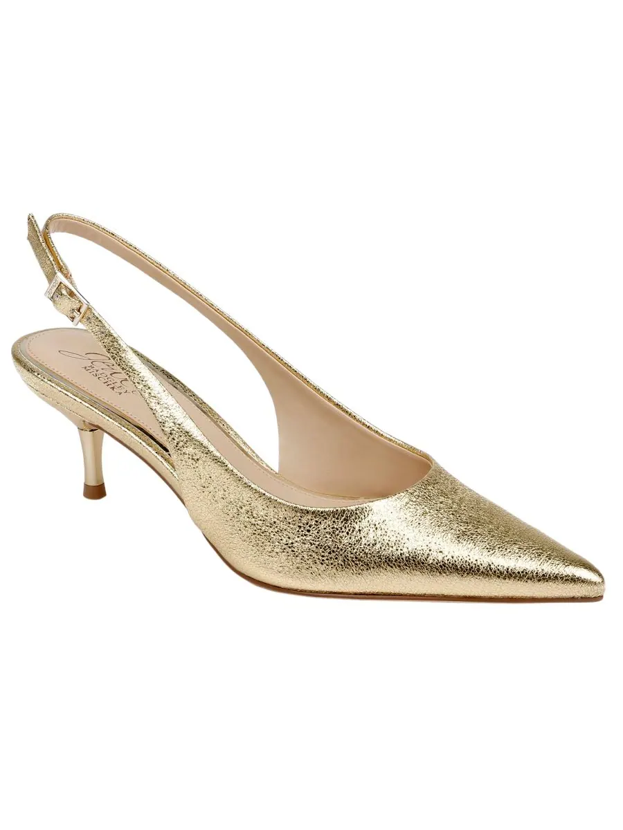 Женские туфли-лодочки Ilana с острым носком Jewel Badgley Mischka — изображение 1 из 5, золотистый металлик