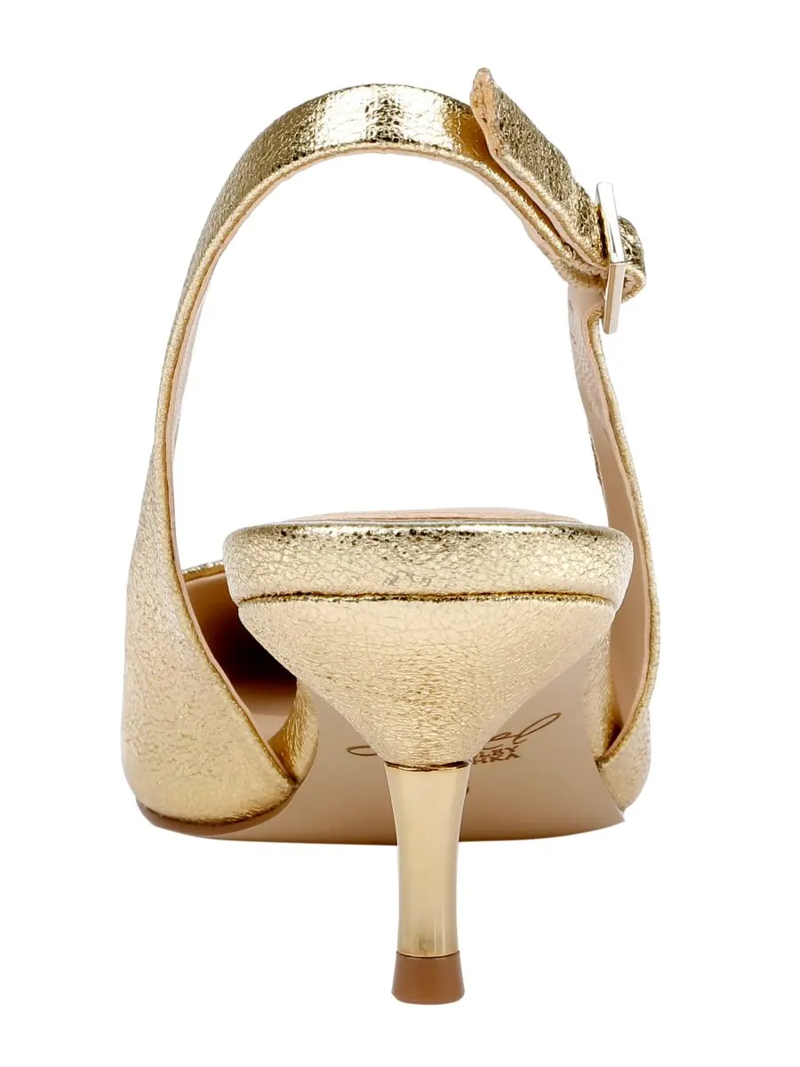 Женские туфли-лодочки Ilana с острым носком Jewel Badgley Mischka — изображение 3 из 5, золотистый металлик