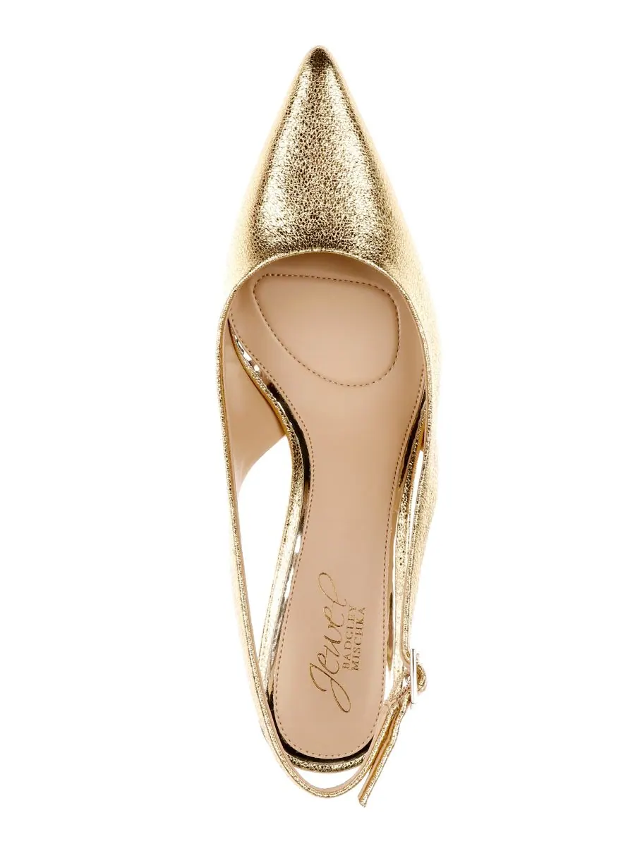 Женские туфли-лодочки Ilana с острым носком Jewel Badgley Mischka — изображение 4 из 5, золотистый металлик