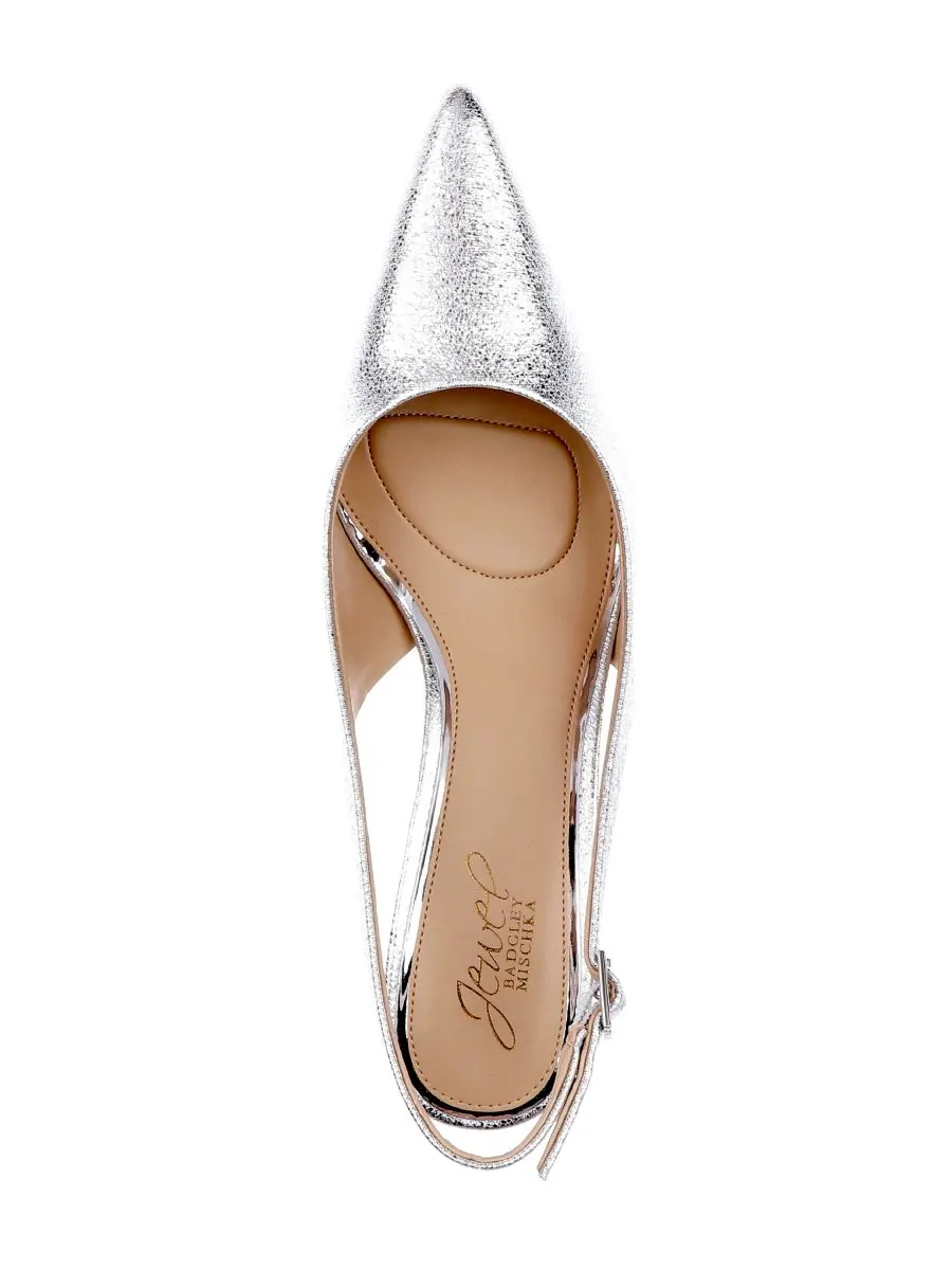 Женские туфли-лодочки Ilana с острым носком Jewel Badgley Mischka — изображение 4 из 5, серебристый