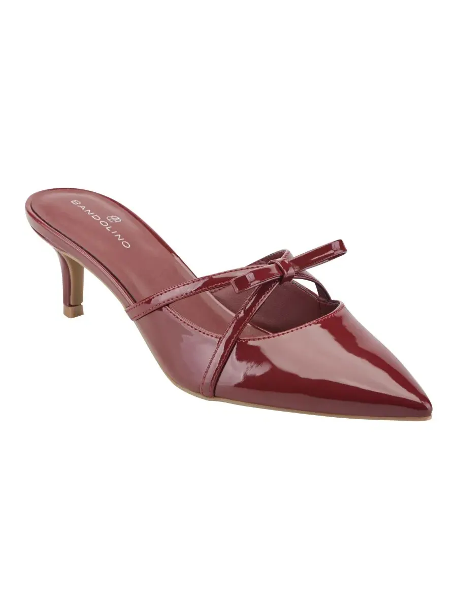Туфли-мюли Mokita Crisscross Bow Kitten Heel Pumps Bandolino — изображение 1 из 5, темный красный