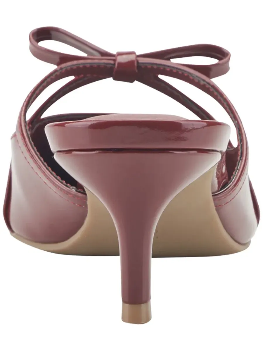 Туфли-мюли Mokita Crisscross Bow Kitten Heel Pumps Bandolino — изображение 3 из 5, темный красный