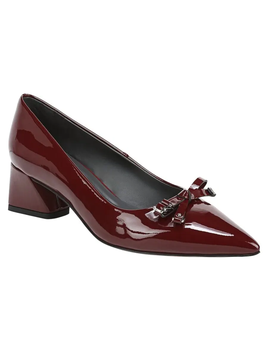 Туфли-лодочки с бантом, острый носок, каблук-блок Franco Sarto, Oxblood Faux Patent Leather — изображение 1 из 5