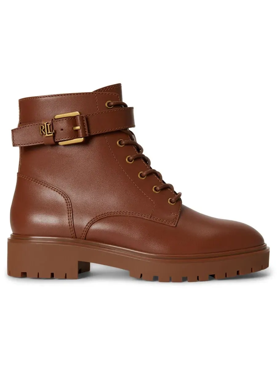 Ботильоны женские на шнуровке с ремешком Allyson Logo Lauren Ralph Lauren — изображение 2 из 4, бежевый