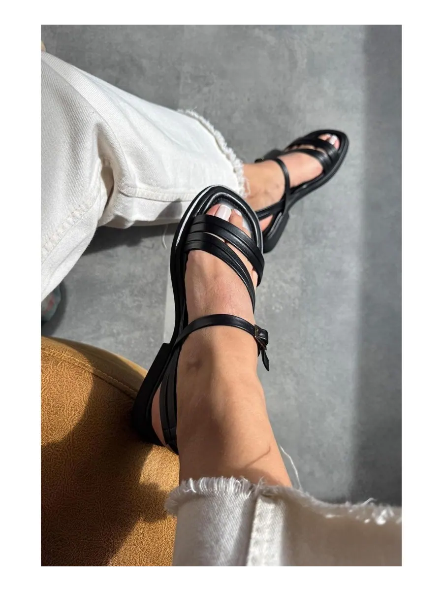 Кожаные сандалии Cesar (женские) Forever & Always Shoes — изображение 4 из 5, черный