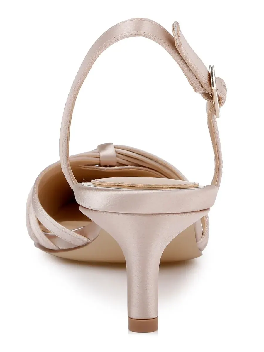 Женские туфли-лодочки Patricia с открытой пяткой Jewel Badgley Mischka, темно-nude satin — изображение 3 из 5, бежевый