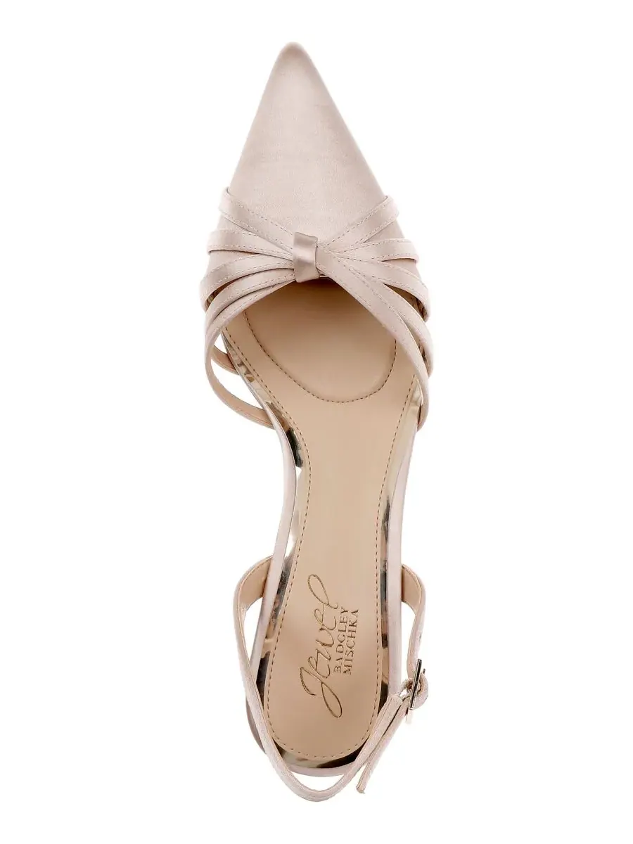 Женские туфли-лодочки Patricia с открытой пяткой Jewel Badgley Mischka, темно-nude satin — изображение 4 из 5, бежевый