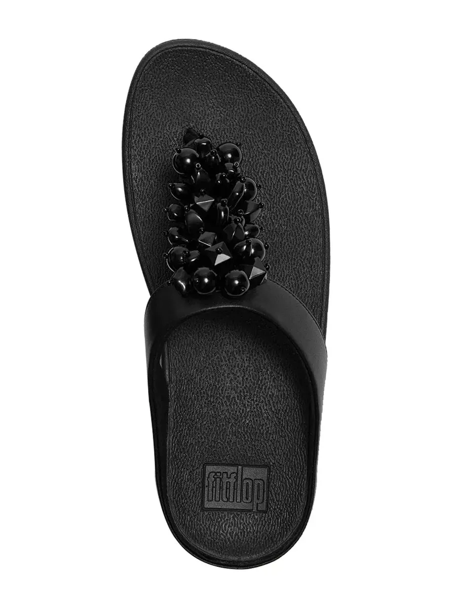 Женские сандалии Fino с бисерной отделкой и перемычкой между пальцами FitFlop — изображение 3 из 7, черный