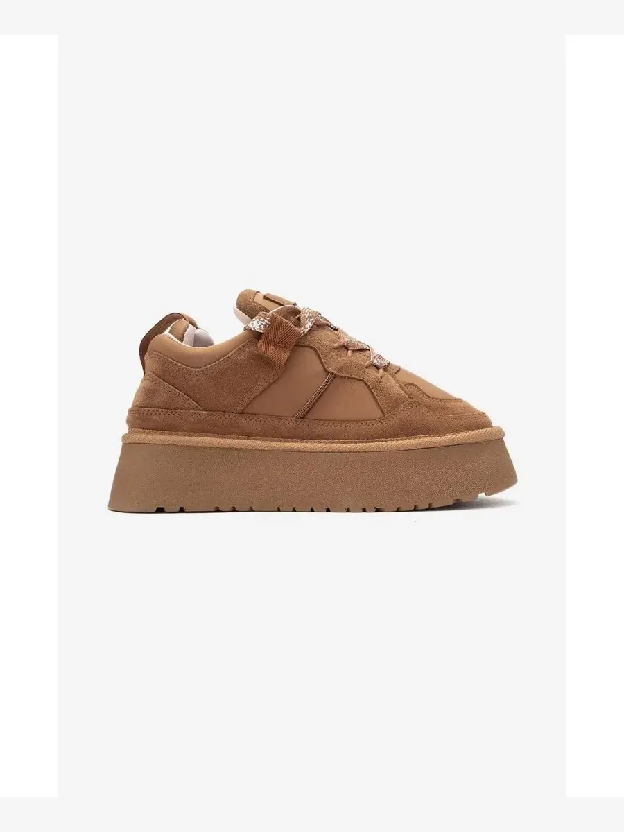 Кроссовки на платформе Riven Leather Cognac Suede Forever & Always Shoes — изображение 2 из 6, коньячный
