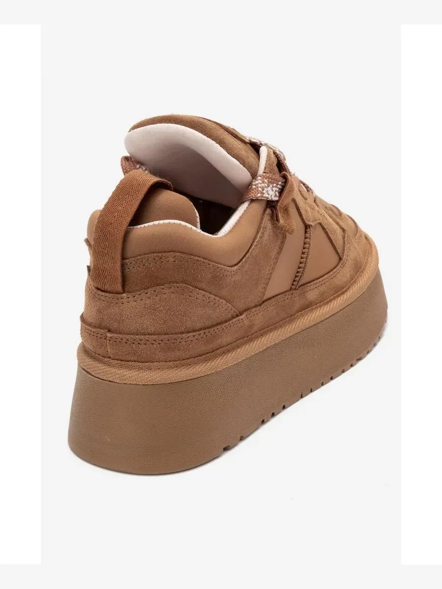 Кроссовки на платформе Riven Leather Cognac Suede Forever & Always Shoes — изображение 3 из 6, коньячный
