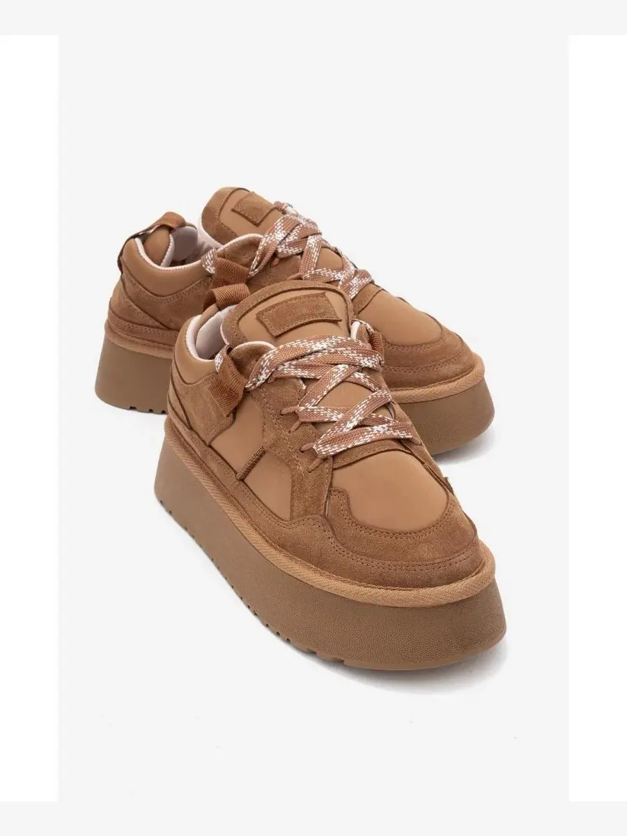 Кроссовки на платформе Riven Leather Cognac Suede Forever & Always Shoes — изображение 4 из 6, коньячный