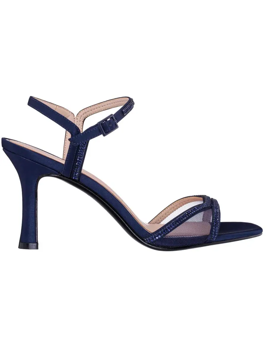 Женские босоножки на каблуке Adela Mid Heel с блестящими ремешками Nina — изображение 2 из 6, темно-синий