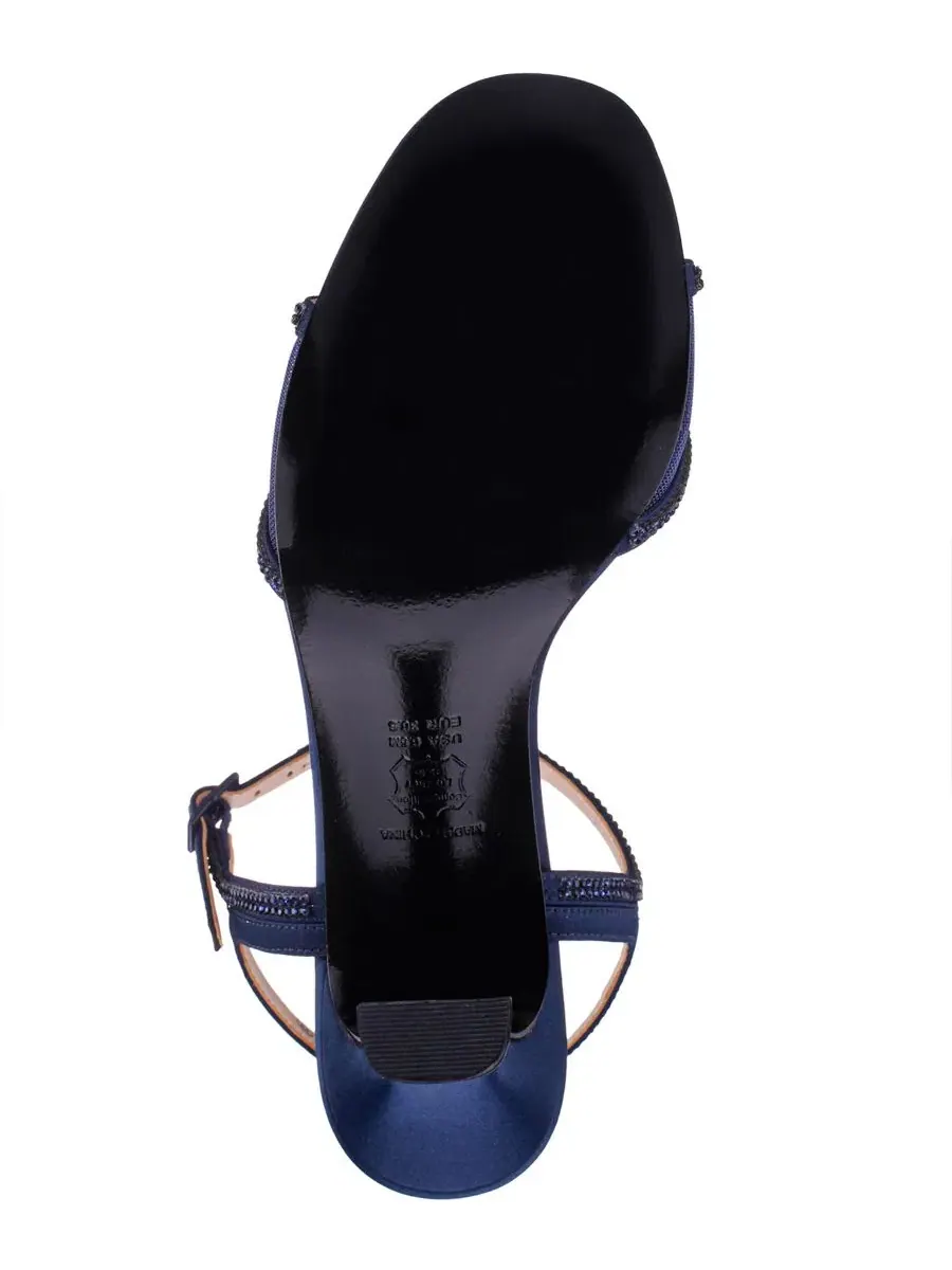 Женские босоножки на каблуке Adela Mid Heel с блестящими ремешками Nina — изображение 5 из 6, темно-синий