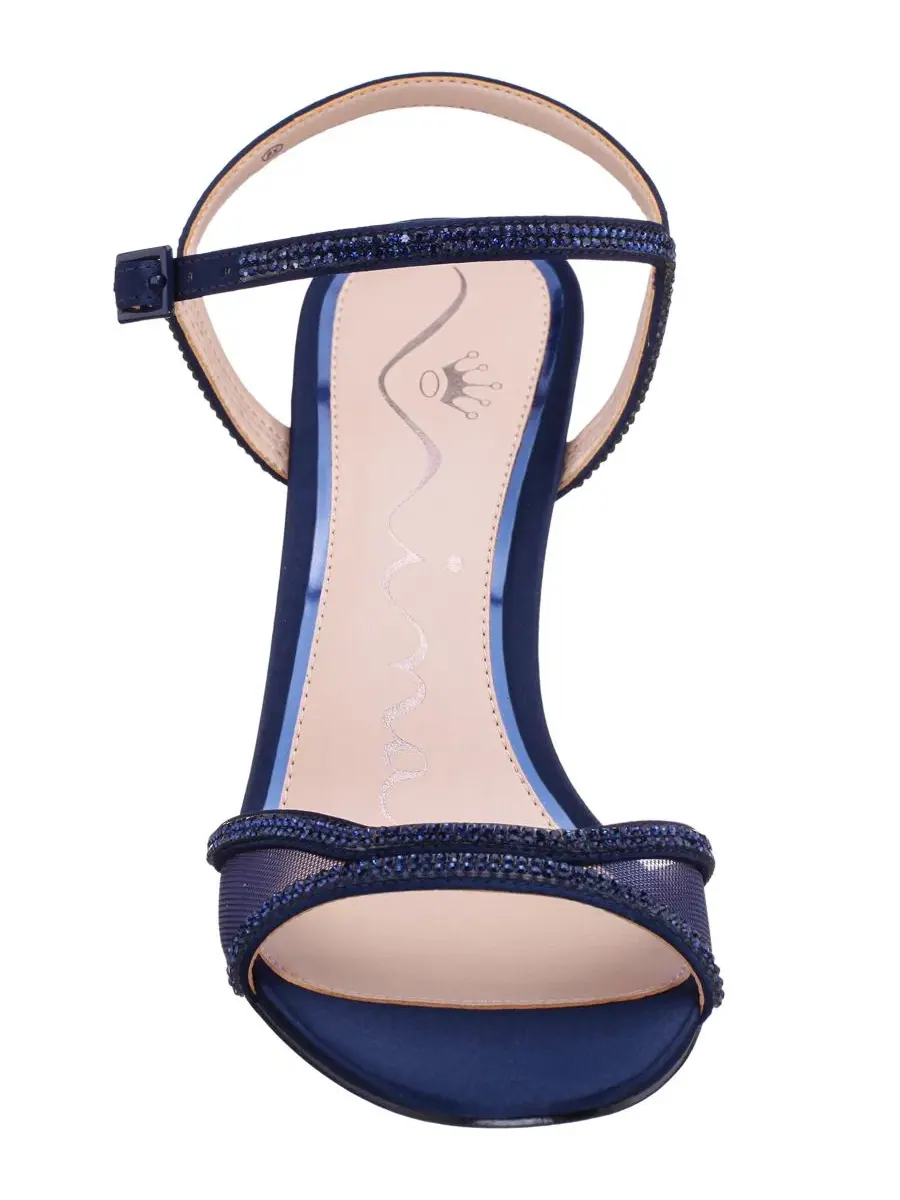Женские босоножки на каблуке Adela Mid Heel с блестящими ремешками Nina — изображение 6 из 6, темно-синий