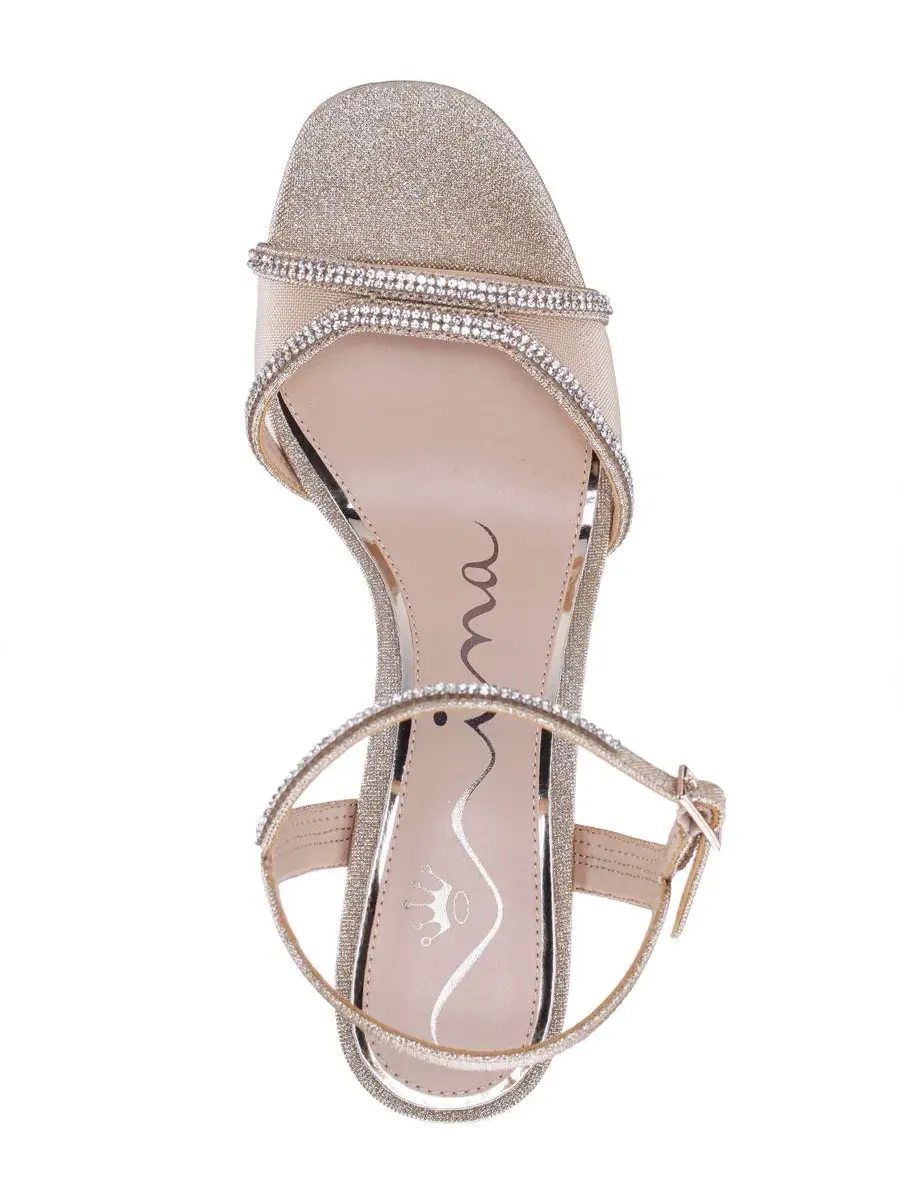 Женские босоножки на каблуке Adela Mid Heel Dress Evening Sandals Nina — изображение 4 из 6, платиновый