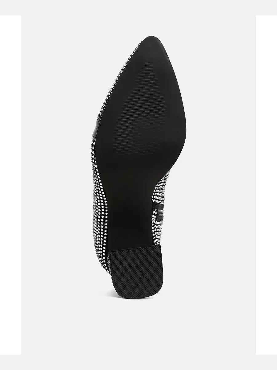 Ботинки на каблуке с принтом и стразами, модель Calla Rhinestone Embellished Ankle Boots London Rag — изображение 5 из 5