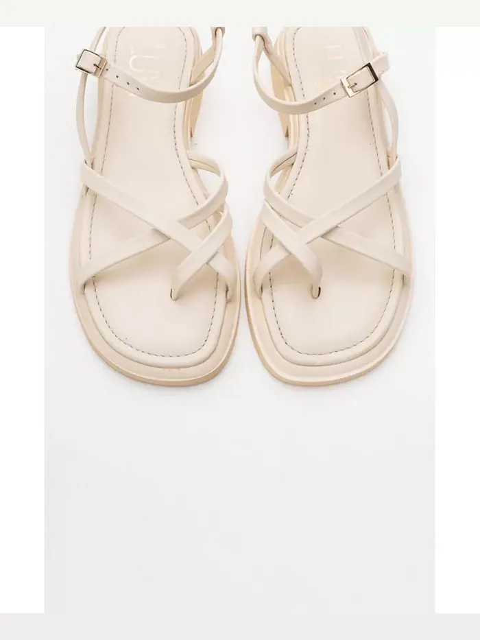 Антас Strappy Кожаные Плоские Сандалии (Женщины) Forever & Always Shoes — изображение 2 из 3, бежевый