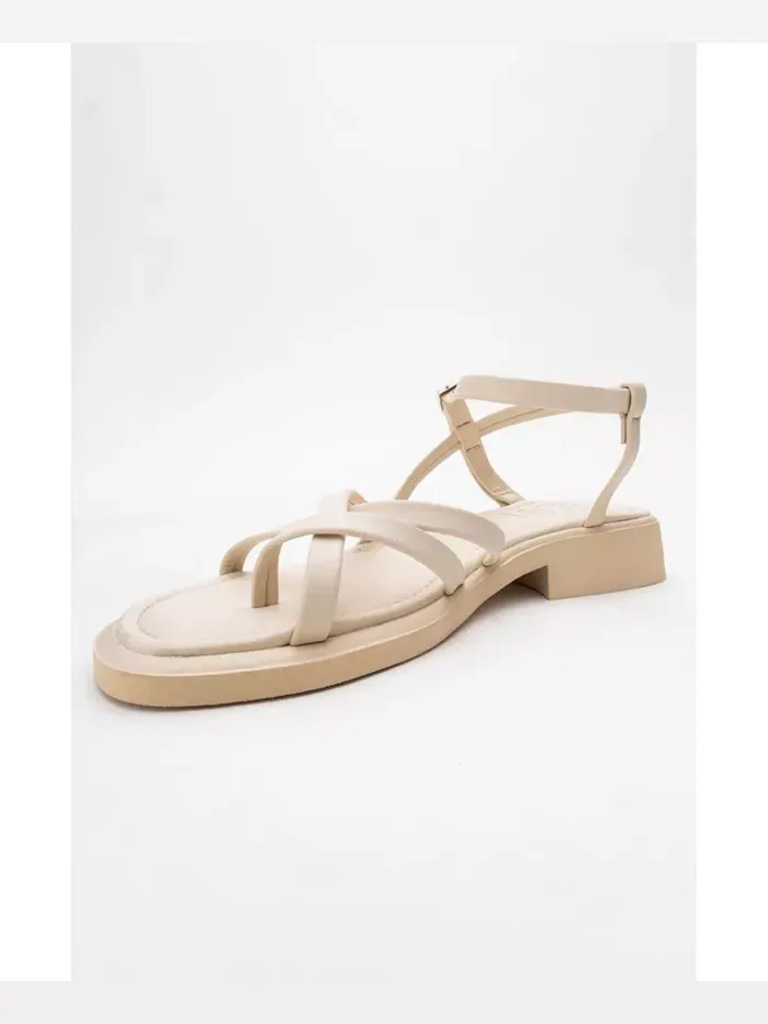 Антас Strappy Кожаные Плоские Сандалии (Женщины) Forever & Always Shoes — изображение 3 из 3, бежевый