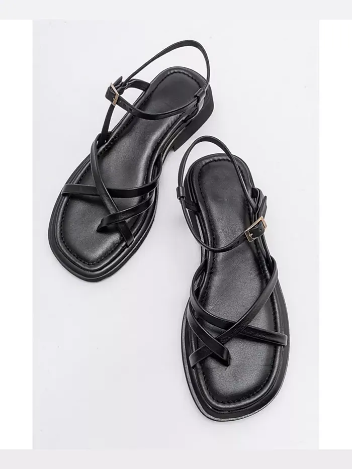 Антас Strappy Кожаные Плоские Сандалии (Женщины) Forever & Always Shoes — изображение 3 из 5, черный