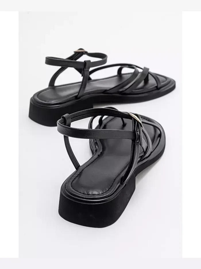 Антас Strappy Кожаные Плоские Сандалии (Женщины) Forever & Always Shoes — изображение 5 из 5, черный