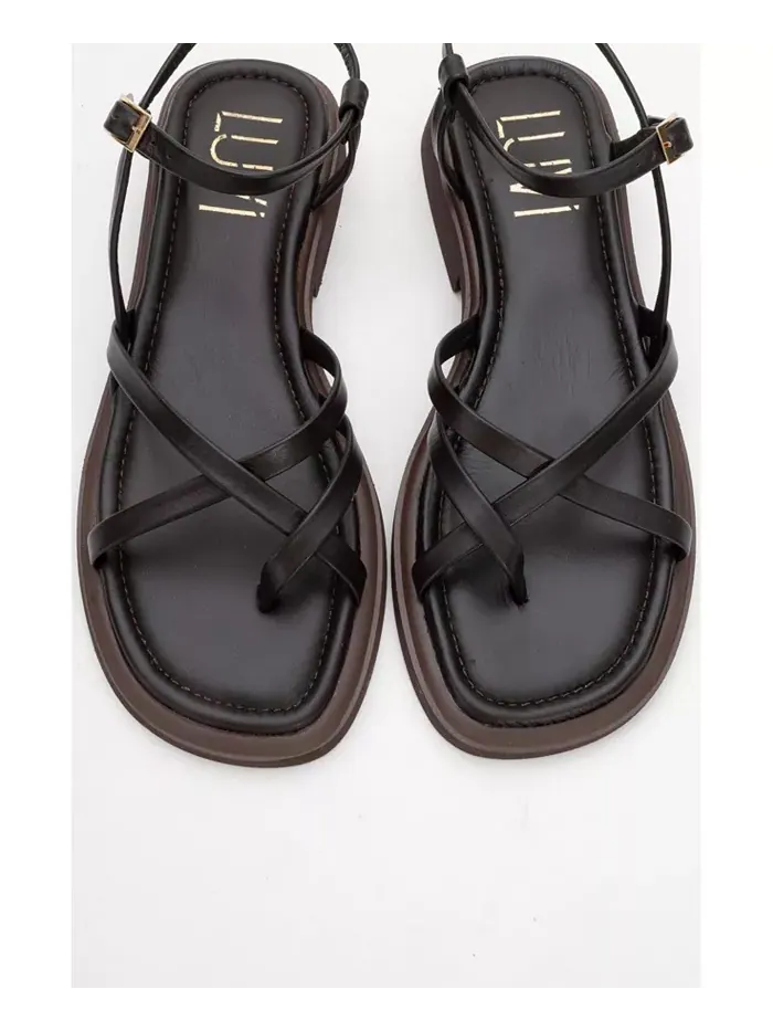 Antas Плоские сандалии на ремешках из кожи (женские) Forever & Always Shoes — изображение 3 из 4, коричневый
