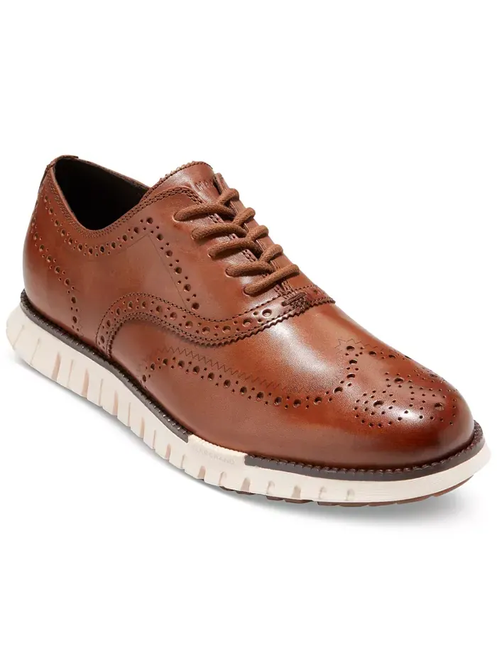 Мужские оксфорды ZERØGRAND Remastered с перфорацией и шнуровкой Cole Haan — изображение 1 из 10, бежевый/слоновая кость