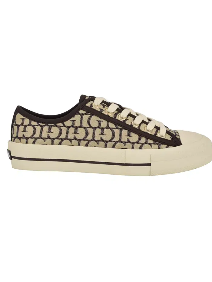 Женские кроссовки Carey Jacquard Logo Low-Top на шнурках GUESS — изображение 2 из 5, темный коричневый