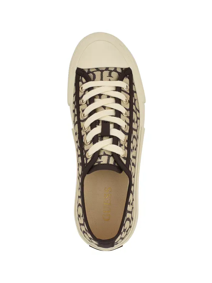 Женские кроссовки Carey Jacquard Logo Low-Top на шнурках GUESS — изображение 4 из 5, темный коричневый