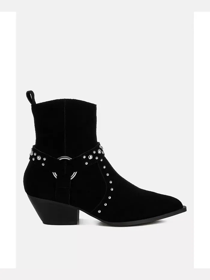 Ковбойские замшевые ботинки до щиколотки Rodeo с шипами Rag & Co — изображение 1 из 4, черный