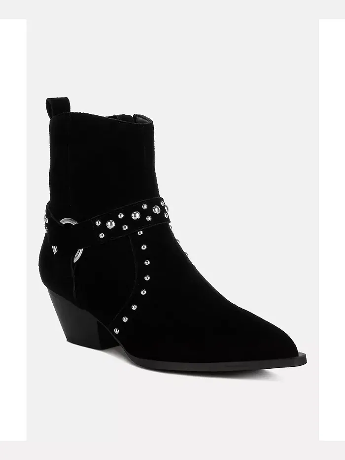Ковбойские замшевые ботинки до щиколотки Rodeo с шипами Rag & Co — изображение 2 из 4, черный