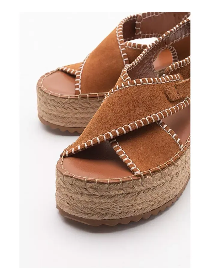 Босоножки Bellezza на платформе из кожи Forever & Always Shoes — изображение 5 из 6, коньячный коричневый