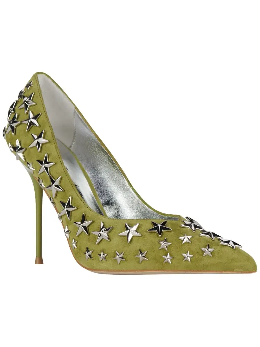 Туфли-лодочки на каблуке с шипами Star-Studded Slip-On Jeffrey Campbell — серебристый