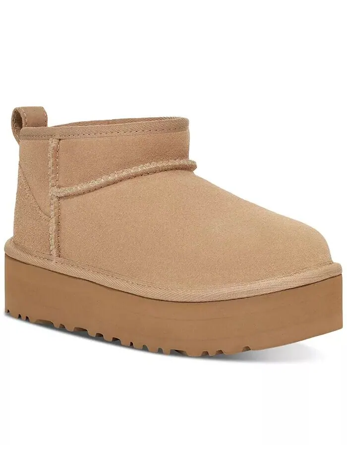 Детские классические ультра мини-ботинки на платформе UGG® — изображение 1 из 5, бежевый