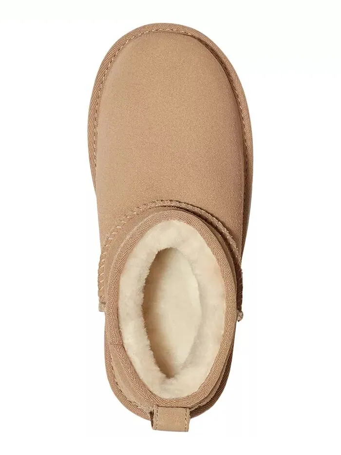 Детские классические ультра мини-ботинки на платформе UGG® — изображение 4 из 5, бежевый