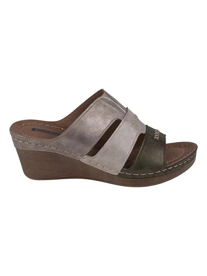 Женские сандалии Delores на платформе с тройными ремешками GC Shoes — изображение 2 из 5, хаки мульти
