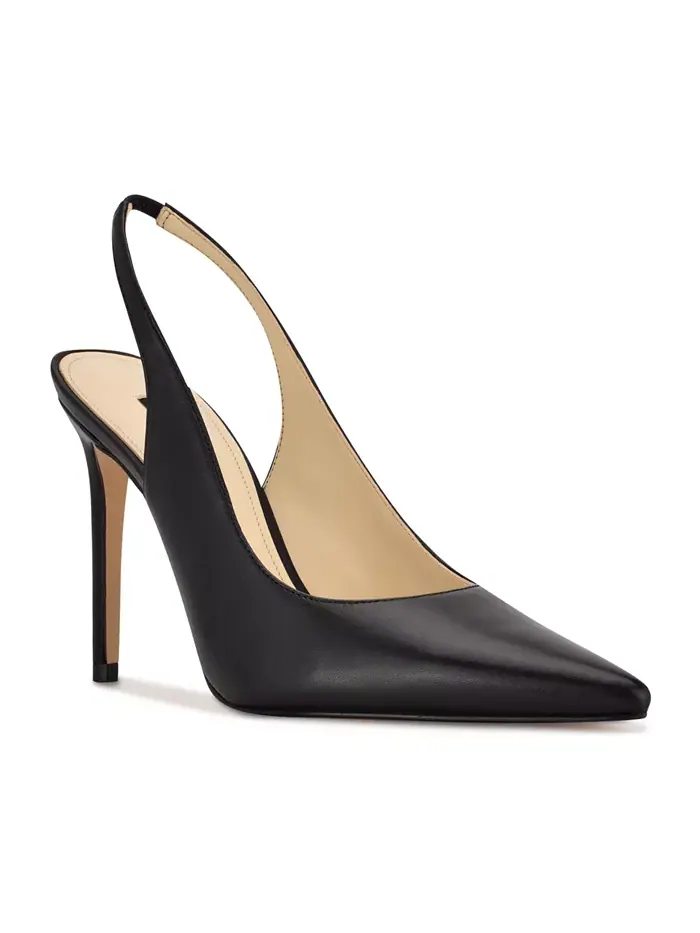 Женские туфли-лодочки на шпильке с перьями и ремешком на пятке Nine West — изображение 1 из 5, черный