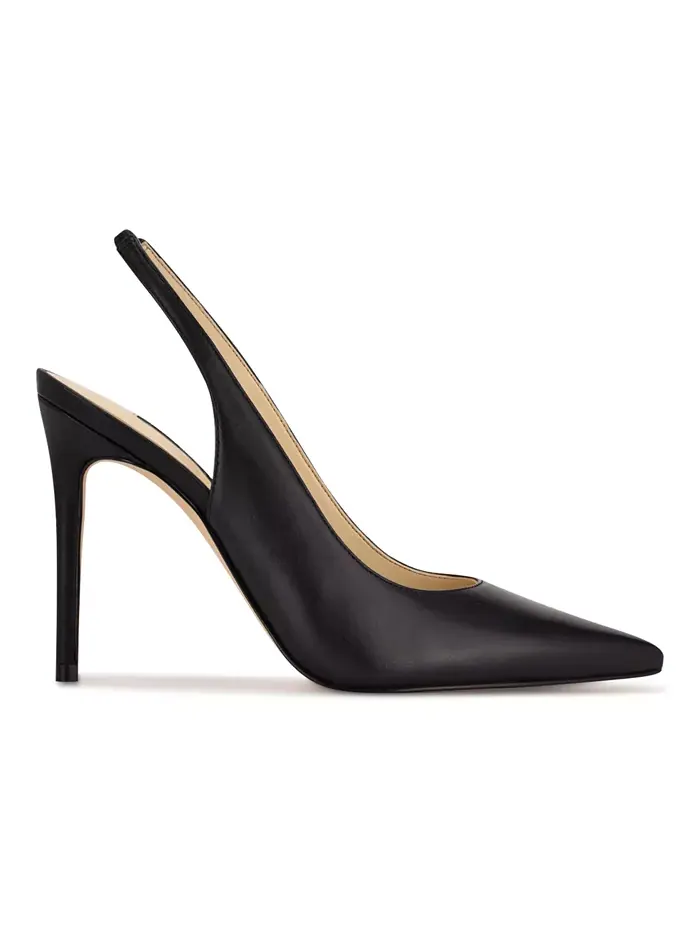 Женские туфли-лодочки на шпильке с перьями и ремешком на пятке Nine West — изображение 2 из 5, черный