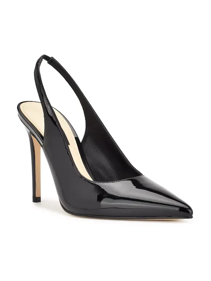 Женские перьевые туфли-лодочки на шпильке с ремешком на пятке Nine West — изображение 1 из 5, черный
