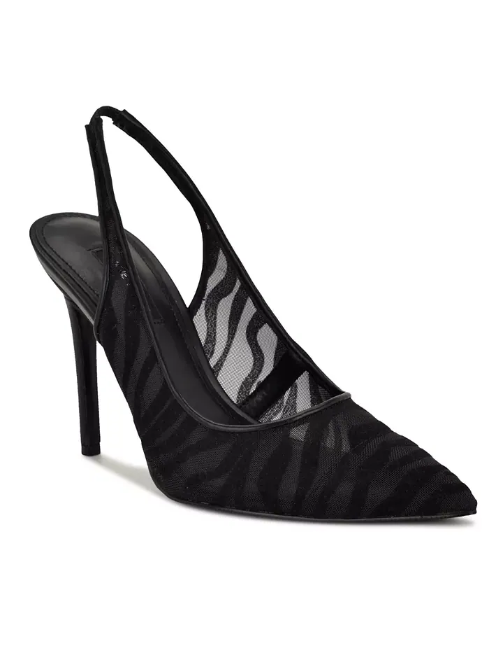 Женские туфли-лодочки на шпильке с перьями и ремешком на пятке Nine West — изображение 1 из 1, коричневый
