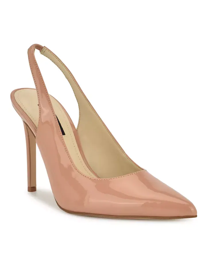 Женские перьевые туфли-лодочки на шпильке с ремешком на пятке Nine West — изображение 1 из 5, белый