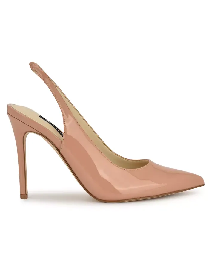 Женские перьевые туфли-лодочки на шпильке с ремешком на пятке Nine West — изображение 2 из 5, белый