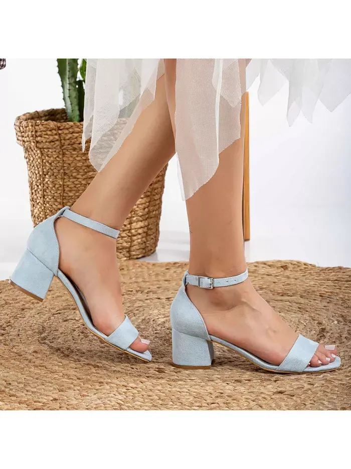 Сандалии Illy Low Block Heel с жемчугом Forever & Always Shoes — изображение 7 из 9, синий